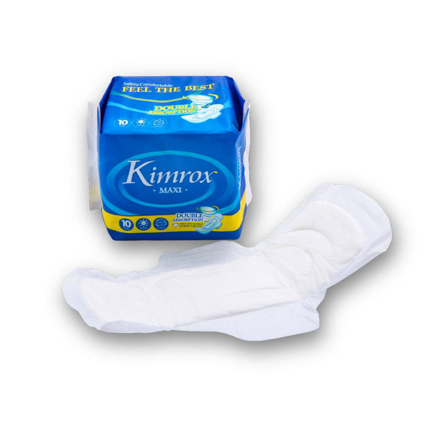 Kimrox MAXI sanitary pads pack with long folded white pad