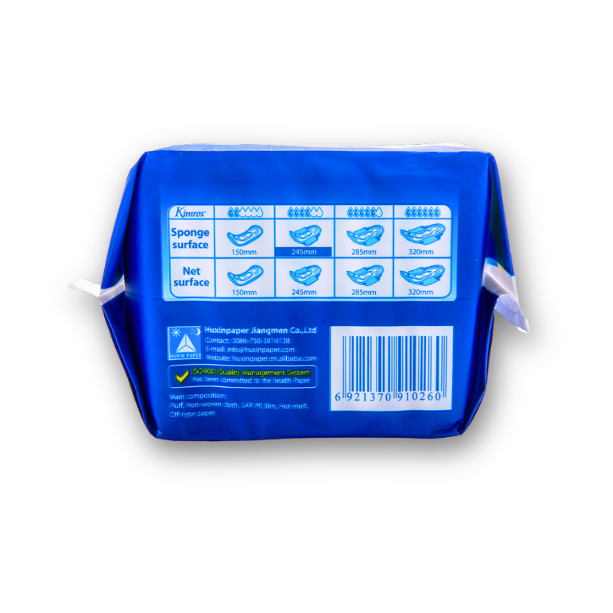 Kimrox MAXI sanitary pads pack back with sponge surface and sizes