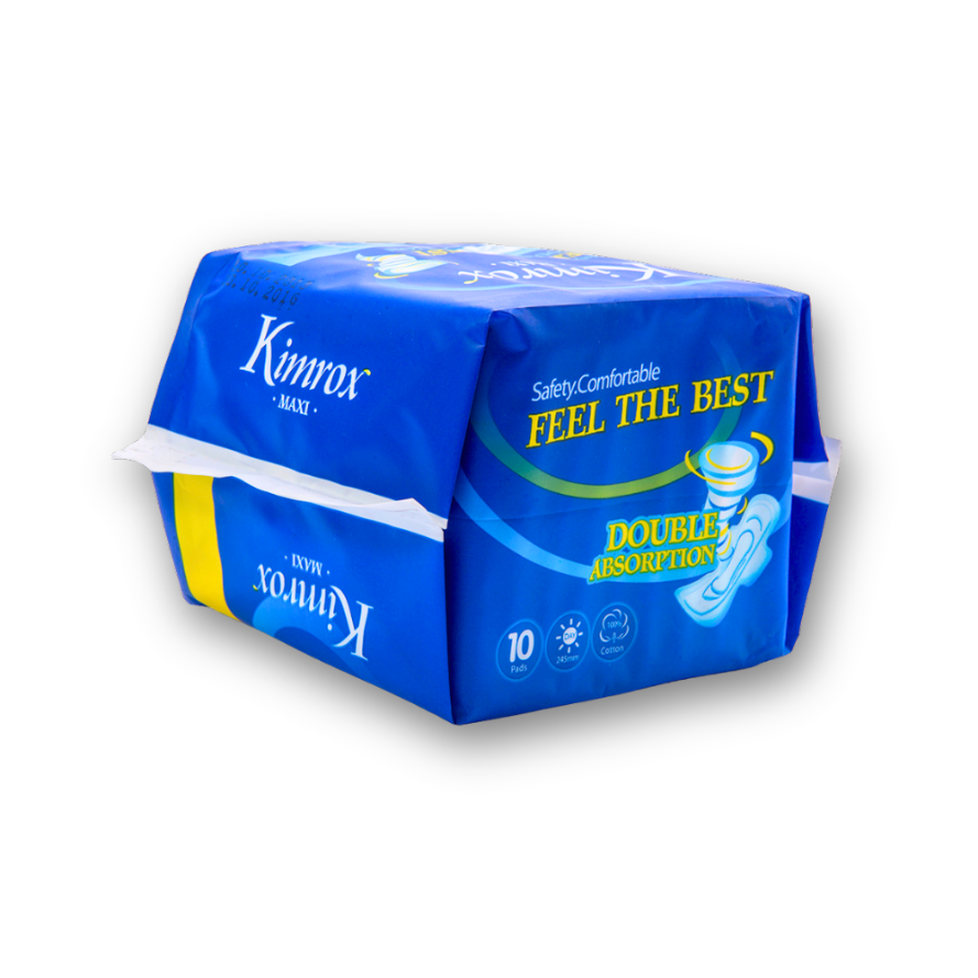 Kimrox MAXI sanitary pads pack, blue wrapper with absorbency icons