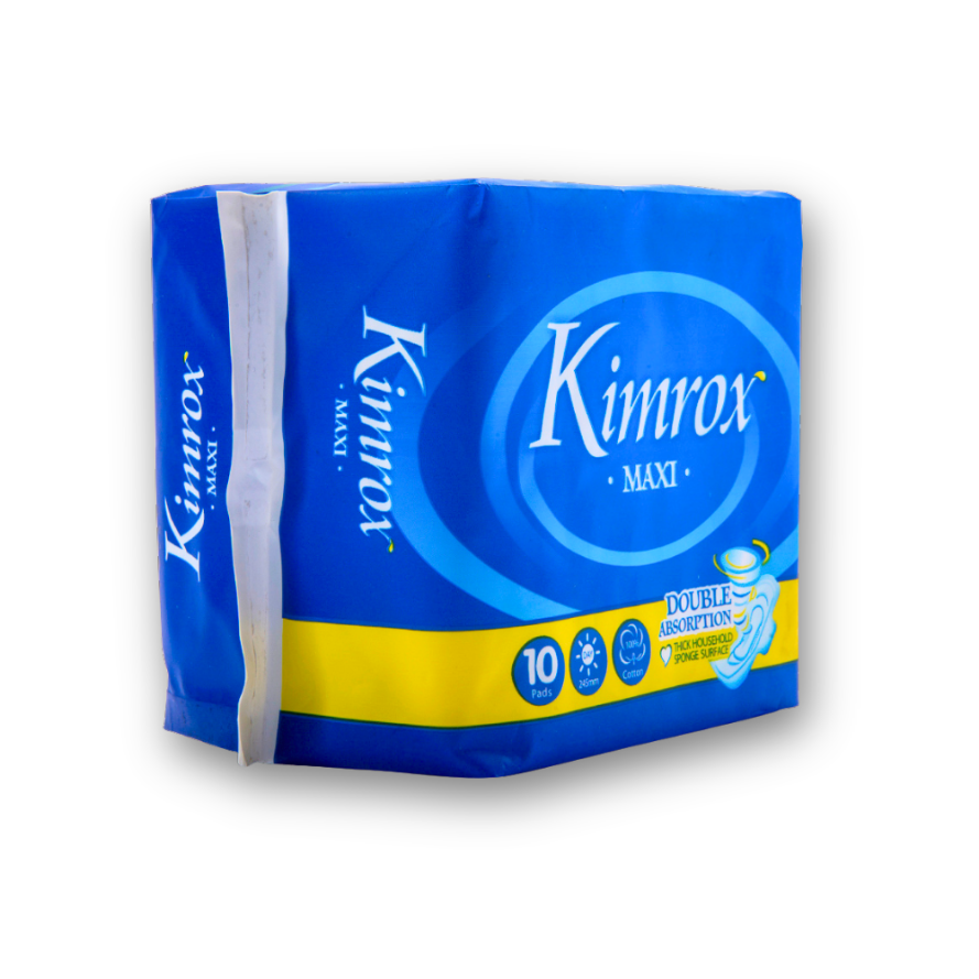 Kimrox MAXI sanitary pads pack, blue wrapper, 10 pads