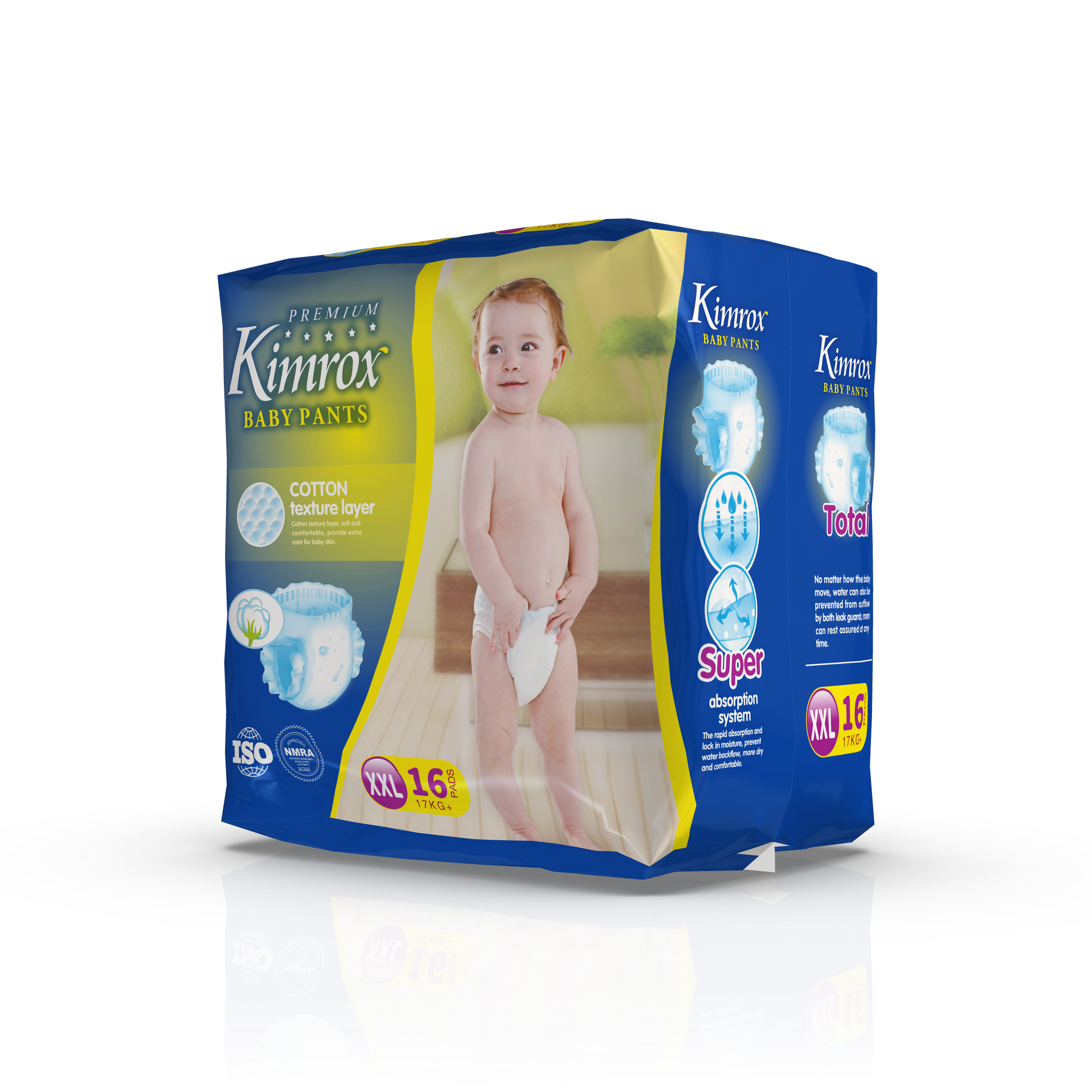 Kimrox Premium baby pants multi-pack with blue XXL and side pack boxes.